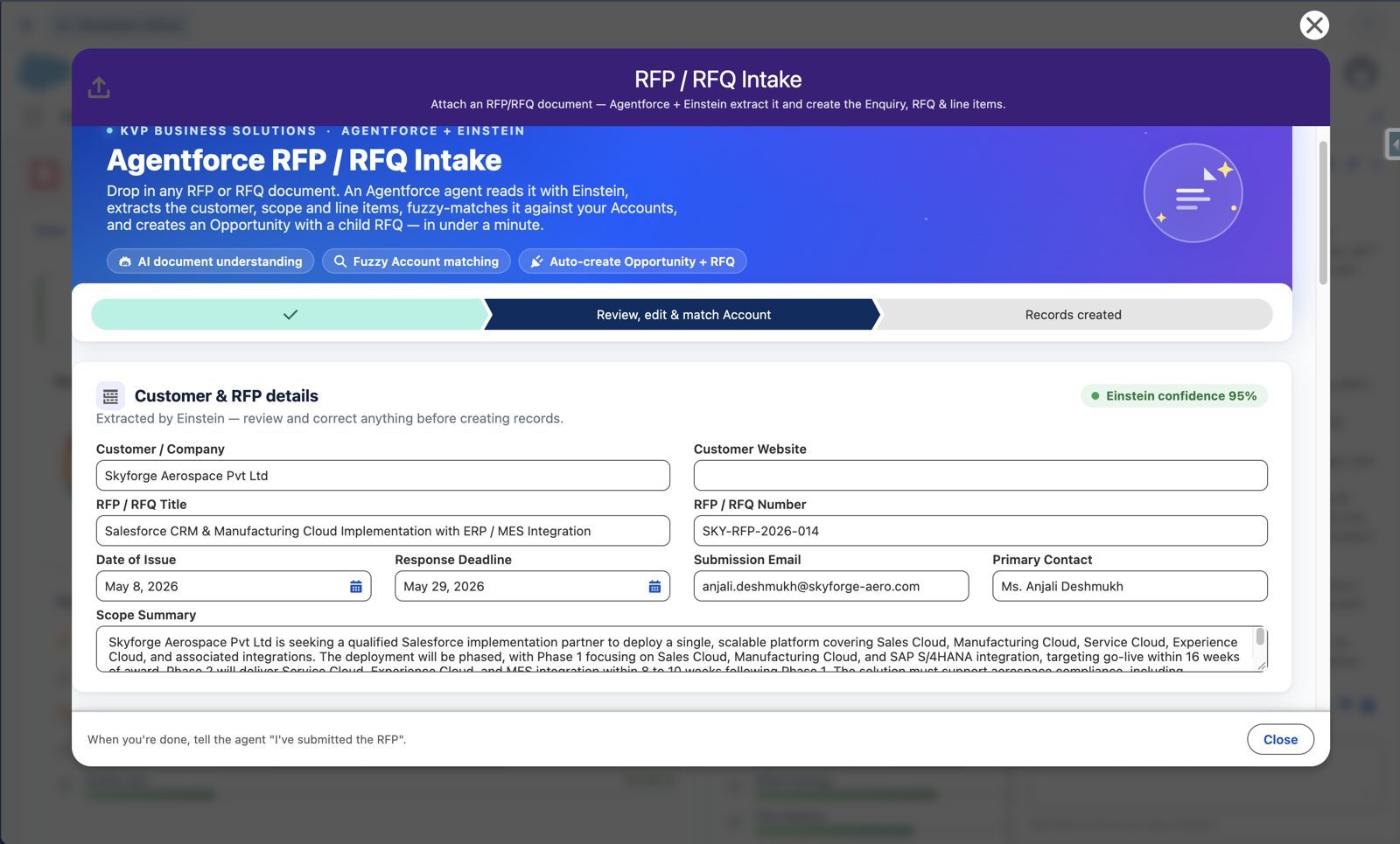 Human in the loop – Agentforce government tender management in Salesforce